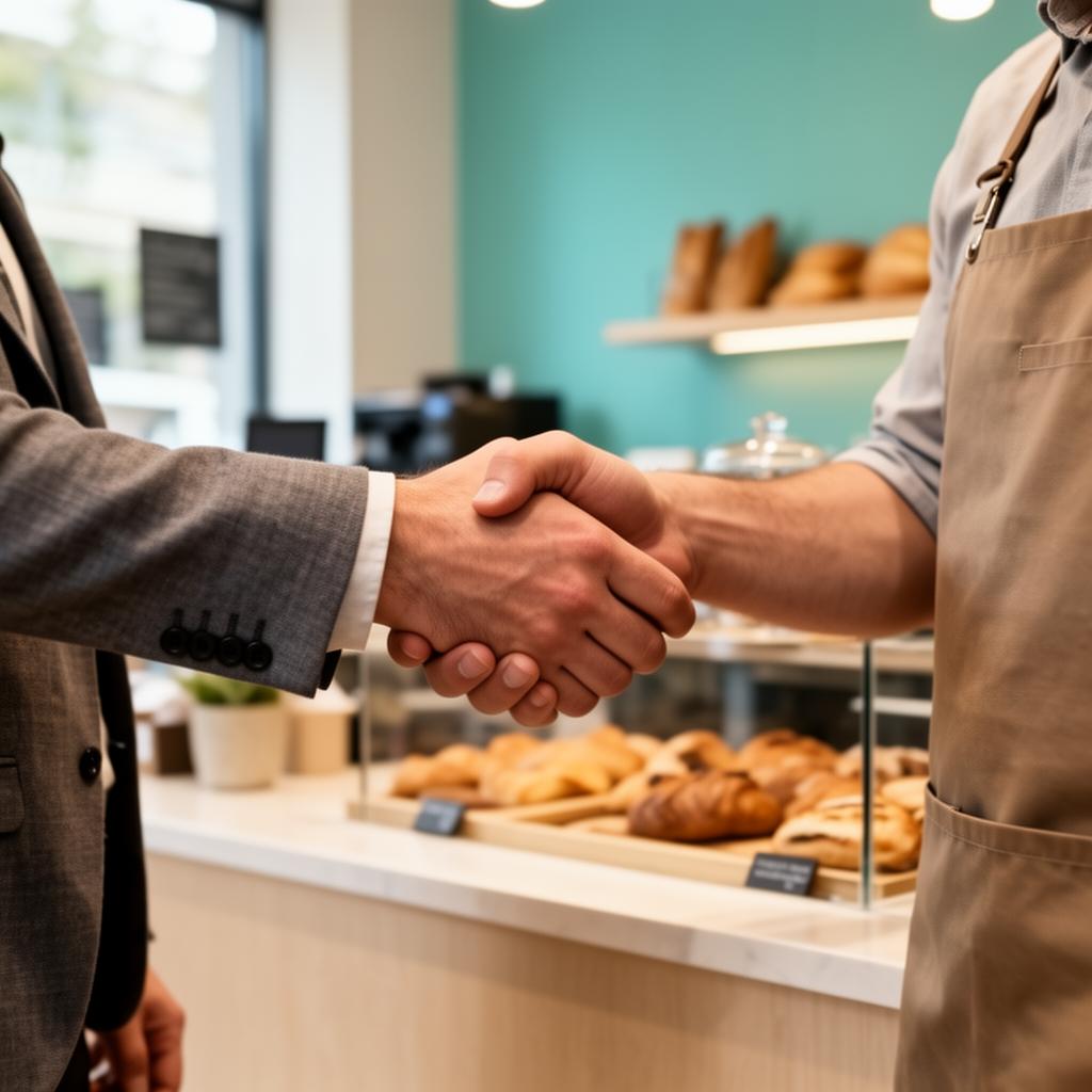Poignée de main entre un commerçant et un courtier Winly
